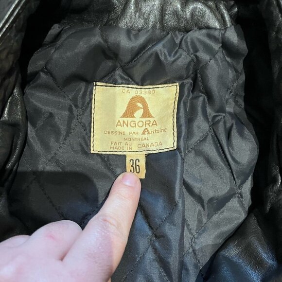 1980'S Oversized Leather Bomber Jackets CafeRacer Biker by Angora sz36 Vintage - Picture 12 of 12